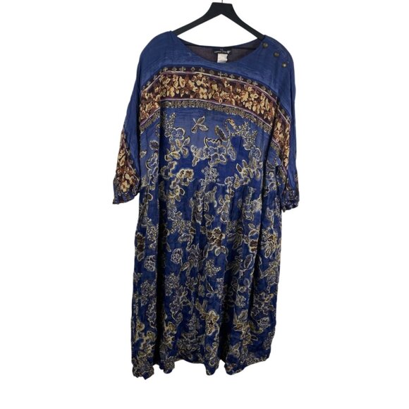 Carole Little Dresses & Skirts - Carole Little Dress Women's Blue Sz 24 Long 3/4 Sleeves Kaftan Boho Vintage